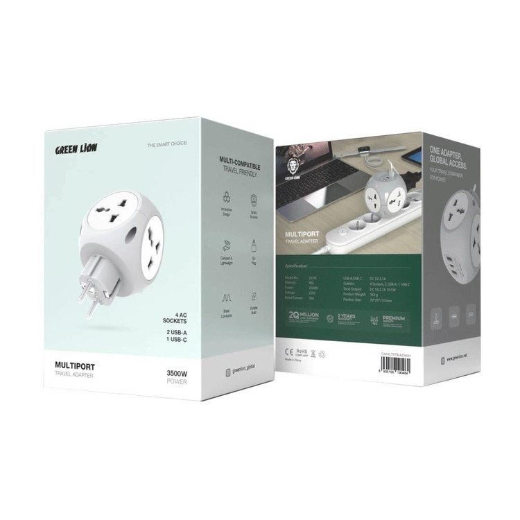 شارژر و تبدیل برق چند پورت Green Line مدل Multiport Travel Adapter 3500W
