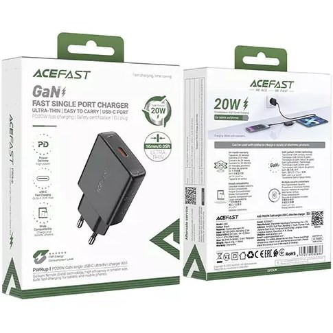 شارژر دیواری ایس فست ACEFAST A65 PD20W GaN Fast Charger توان 20 وات