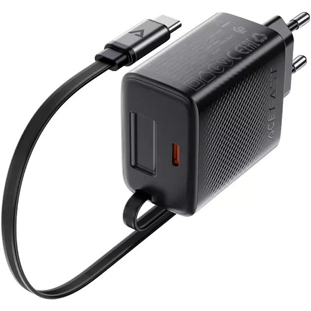 شارژر دیواری ایس فست ACEFAST A110 PD30W Fast Charger توان 30 وات همراه با کابل جمع شونده