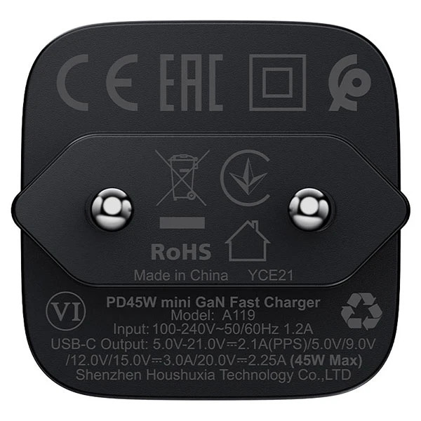 شارژر دیواری ایس فست ACEFAST A119 PD45W GaN Fast Charger توان 45 وات