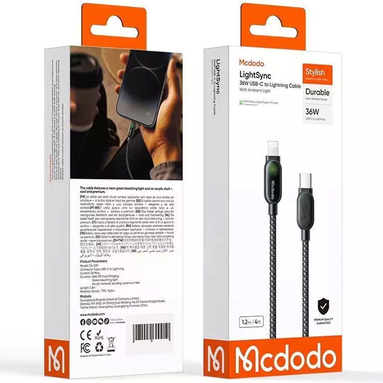 کابل لایتنینگ به Type C مک دودو Mcdodo CA-5390 طول 1.2 متر توان 36 وات